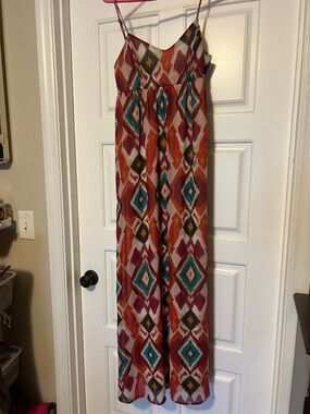 Forever 21 Multicolor Aztec Print Maxi Dress - Teal, Rust, Burgundy
